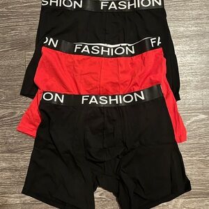 Brand new in bag Men's Black and Red Boxer Briefs - 3 Pack size Large